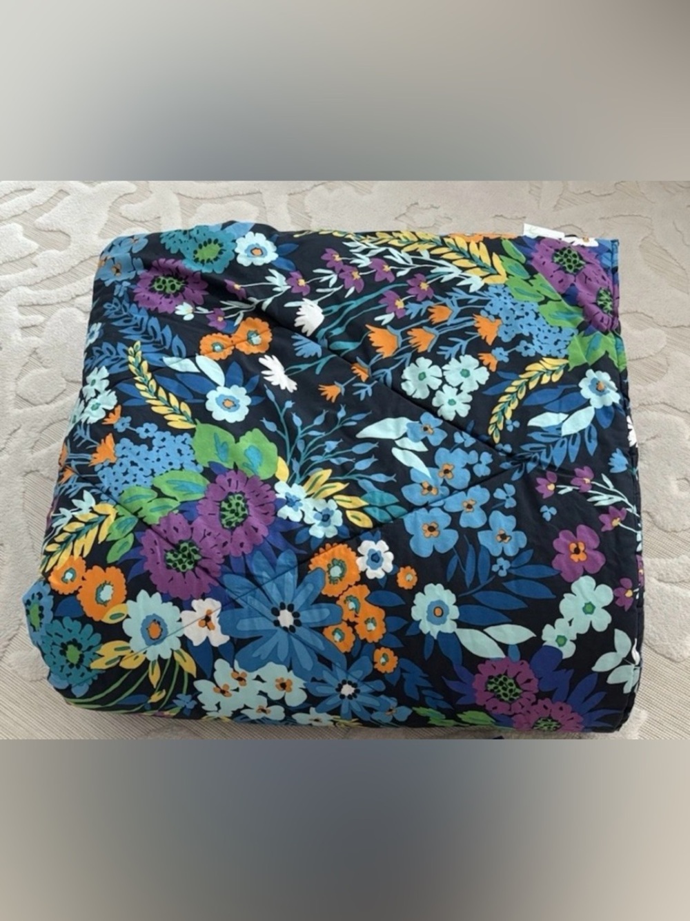 Vera Bradley Midnight Blues Full Floral Comforter Blue Orange Green Reversible